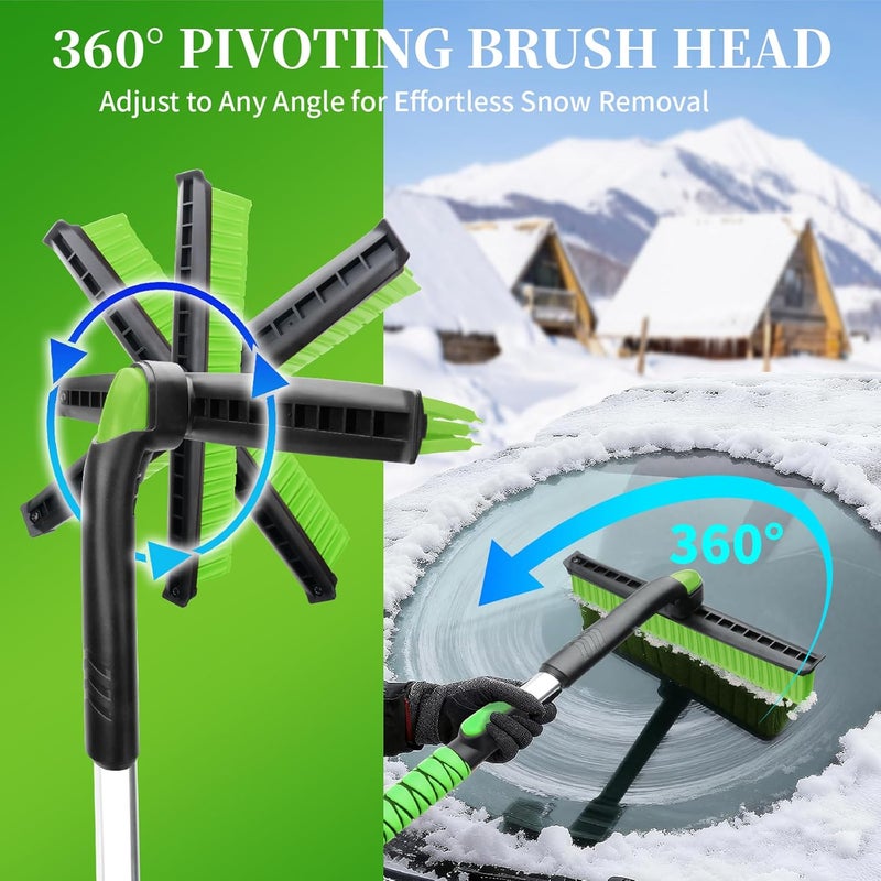 Nibule 45.6" Ice Scraper and Snow Brush for Car Windshield [Silicone Bristles] ,3-in-1 Extendable Emergency Snow Shovel with Ergonomic Foam Grip and 360° Pivoting Brush Head for Christmas, Car Auto Truck SUV - Image 3